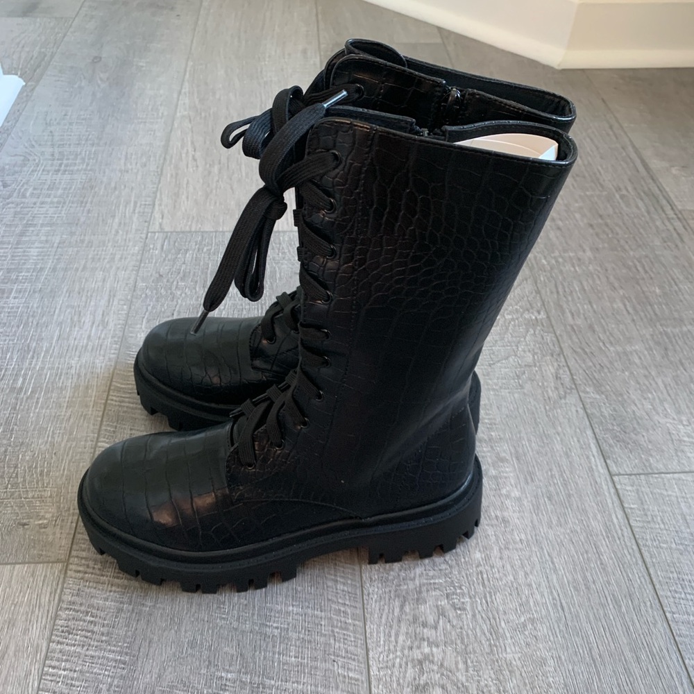 Public Desire Beau Croc Lace Up Boots